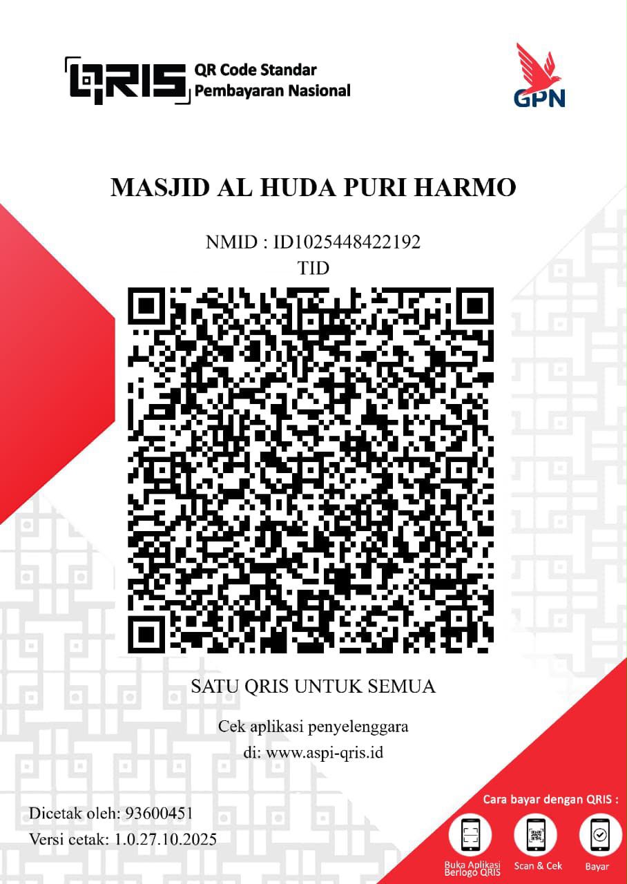 QRIS Resmi Masjid Al Huda Puri Harmoni Jonggol